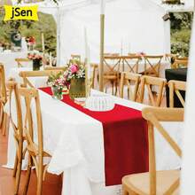 4pcs/Set Satin Tablecloth 12*108 Inch Silky Smooth Christmas Red Party Table Runner, Suitable For Home, Dinner, Wedding, Thanksgiving, Birthday, Christmas Celebration Decoration - Multicolor - View 3