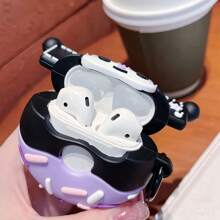 Sanrio 1pc Kuromi Doughnut Style Pro/2/3/4 Bluetooth Earphone Cartoon Protective Case