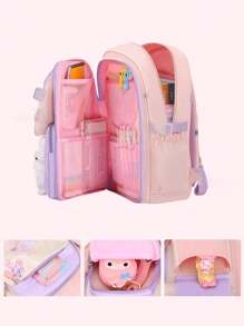 Girls Backpack Cute Bunny Design, Adjustable Shoulder Straps, Lightweight Nylon Student Backpack, Lunch Box ,Zipper Closure, Girl's Duffel Bag School Season Gift
