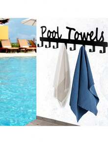 1pc Wall Mount Towel Rack Towel Holder,Pool Towel Hooksfor Robe, Towel, Coat, Swimsuit, Umbrella, Bag, Keys, Bathroom Carbon Steel Hanger Organizer Indoor Outdoor