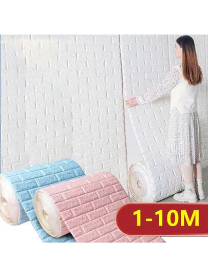 70cmx1/5/10m 3D Self-Adhesive Wallpaper DIY Waterproof Brick Wall Stickers Living Room Bedroom Wall Stickers Home Decoration