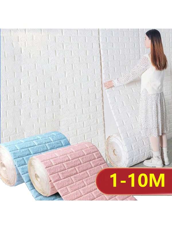 Papel tapiz autoadhesivo 3D de 70cm x 1/5/10m, resistente al agua, diseño de ladrillos, para decoración de paredes de sala de estar y dormitorio