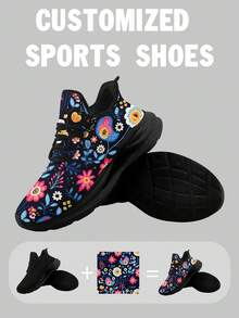 定制女士宽版运动鞋，个性化定制您的图片，中底悬挂技术训练鞋采用透气网眼设计，时尚舒适的厚底运动鞋，男女时尚柔软运动鞋 - 白色 - 查看 3