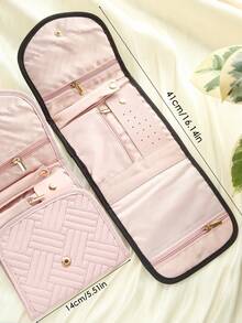 定制名称优质可折叠仿麂皮珠宝袋个性化字母纯色旅行便携式珠宝收纳卷可折叠定制珠宝收纳袋婚礼礼物送给女性的最佳伴娘礼物新娘派对礼物。 - 彩色 - 查看 4