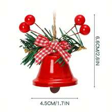 Christmas Bell Decorations, Metal Hanging Decor With Red Berries And Plaid Bow, Suitable For Holiday Tree And Wreath Decor, No Power Needed, Festive Wall And Entryway Decoration Christmas Decorations Winter Room Decor