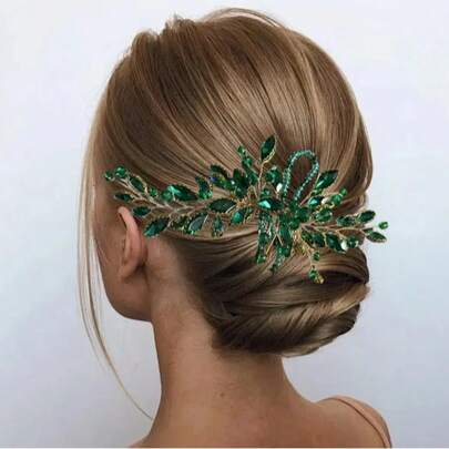 1pc Women's Luxury Pearl Crystal Rhinestone Heavy-Duty Hair Comb, Bridal Hairstyle Decorations, Hair Accessories, Wedding, Head Accessories, Party