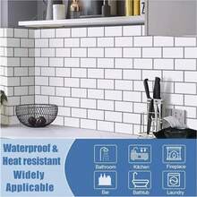 10/20 White Brick PVC Marble Tiles Self-Adhesive Sticker 60x30cm Kitchen Bathroom Wall Decor - White - View 3