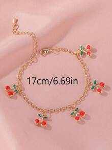1pc Sweet Cherry Decor Bracelet, Simple Design For Teens, Style - Multicolor - View 7