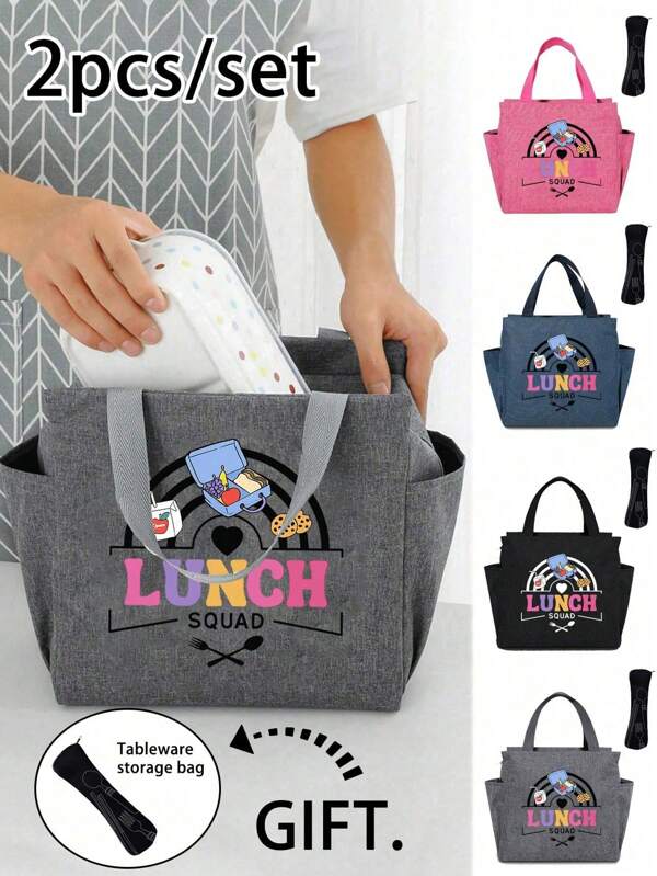 Back-To-School Season Insulated Lunch Box, Lunch Bag, Small Leak-Proof Refrigerated Food Lunch Box, Reusable Large Capacity Lunch Tote, Lunch Bag Adopts Practical Semi-Open Design, The Main Compartment Is Spacious, Can Hold Lunch Box