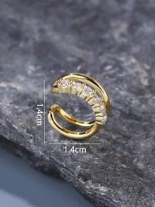 1 件男女通用炫酷个性化锆石十字架袖口耳环，无耳耳环