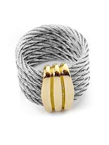 1 件复古经典夸张不锈钢戒指，设计师灵感珠宝，适合女性日常佩戴，送给妈妈、爱人、朋友、节日、派对的礼物 - 彩色 - 查看 5