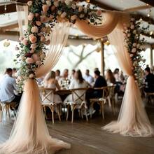 1 pieza, 8 metros Tela de malla transparente color rosa pálido para decorar arco de boda, dosel del techo, telón de fondo, adecuado para boda, compromiso, fiesta de cumpleaños, Navidad, Día de San Valentín, ceremonia de graduación y fiestas en general