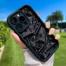 Funda de Teléfono Personalizada con Patrón Compatible con iPhone 17 Air/16/15/14/13/12 Pro Max 16 Plus, Compatible con Samsung Galaxy A12/13/25/33/35/55/S22/S23/S24/S25 Ultra, Adecuada para Hombres y Mujeres, Simple y Personalizada, Protección a Prueba de Golpes - Negro - Ver 2