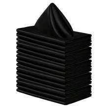 4/8/16/24pcs Napkins, Wedding Napkins Bulk, Decorative Elegant Dinner Napkins Square Table Napkins Decor, Silky Satin Cloth Napkins For Restaurant Banquet Graduation Party(43*43cm/17*17in) - Black - View 1
