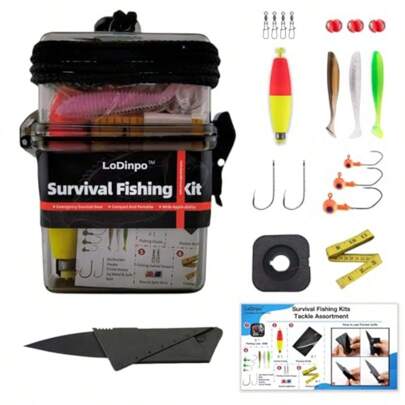 New Survival Fishing Kit Mini Small Emergency Fishing Gear Pocket Tactical Fishing Tackle Travel Surf Fishing Box Backpacking Survivalist Fishing Accories Pack Gifts For Fishing Starter Men