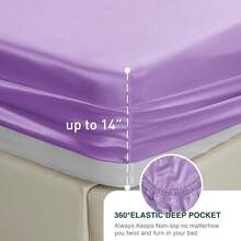 Satin Queen Sheets Set - 4 Piece Lavender Silky Satin Bed Sheets Queen Set With Deep Pocket, Luxury Silk Feel Satin Queen Size Sheet Set (1 Flat Sheet,1 Fitted Sheet,2 Pillow Cases) - Ginger - View 7