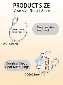 1 pieza/3 piezas de anillo de nariz falso minimalista en forma de C de acero inoxidable calibre 20G, versátil para hombres y mujeres, joyería de perforación corporal, disponible en oro y plata, en tamaños de 8mm/10mm. Adecuado para usar en partes del Body como nariz, orejas, labios, etc. Es un excelente regalo para cualquier festividad o día especial para sus amigos, seres queridos y familia, como el Día de Acción de Gracias, Navidad, Día de San Valentín, cumpleaños, aniversarios, etc.