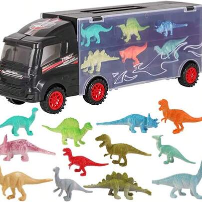 Dinosaur Toys Car Transport Carrier Truck Toys With 12 Dinosaur Figures