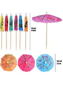 100/200 peças de palitos de coquetel de bambu feitos à mão com desenhos de abacaxi, tucano, folha de palmeira e guarda-chuva - acessórios para bebidas tropicais para festas havaianas, casamentos, aniversários, aperitivos - cores vibrantes, decorações reutilizáveis de alta qualidade, guarnições para eventos, tema havaiano, suprimentos naturais para festas, suprimentos para festas de Halloween e Natal - Multicolorido - Ver 9