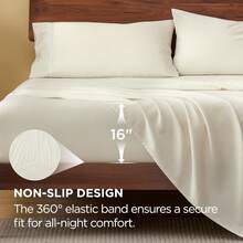 100% Cotton Sheets King Size Set - 500 Thread Count Cotton Sateen Bedsheets, Luxury Hotel Quality, Soft & Breathable Bedsheets, 16" Deep Pocket, 4-Piece, Include King Flat Sheet Ivory - Violet Purple - View 7