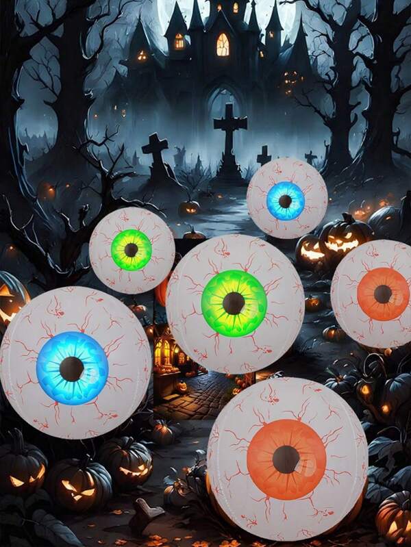 3 piezas Globos de ojo de Halloween de 22", globos de película de poliéster de folio blanco gigante de ojos terroríficos para decoraciones de fiestas de Halloween con tema de casa embrujada y fantasmas, suministros para fiestas de Halloween, regalos de Halloween