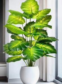 1 Bund großer künstlicher grüner Philodendron Pflanzen, geeignet für Außendekoration, Heim- und Bürodekoration, Tischgestecke, auch ideal für Hochzeiten, Geburtstage, Jahrestage, Ostern, Muttertag, Juni, St. Patrick's Day, Valentinstag, für Innen- und Außenbereich