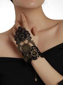 1pc Vintage Pirate Steampunk Lace Skull Mechanical Gear Ring Finger Bracelet