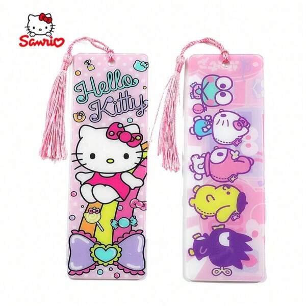 Sanrio Sanrio 1pc Tassel Bookmark, Cute Anime Cartoon, Acrylic Bookmarks, Fan Collection Fine Gifts, Stationery Reading Markers, School Supplies, Back To School