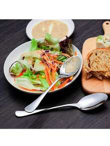 2/6/12/24 Pcs Stainless Steel Flatware Set, Including Soup Spoons, Durable Metal Spoons, Cereal Spoons, Mirror Polished Silverware, Dishwasher , Suitable For Home And Restaurant - Silver - View 3