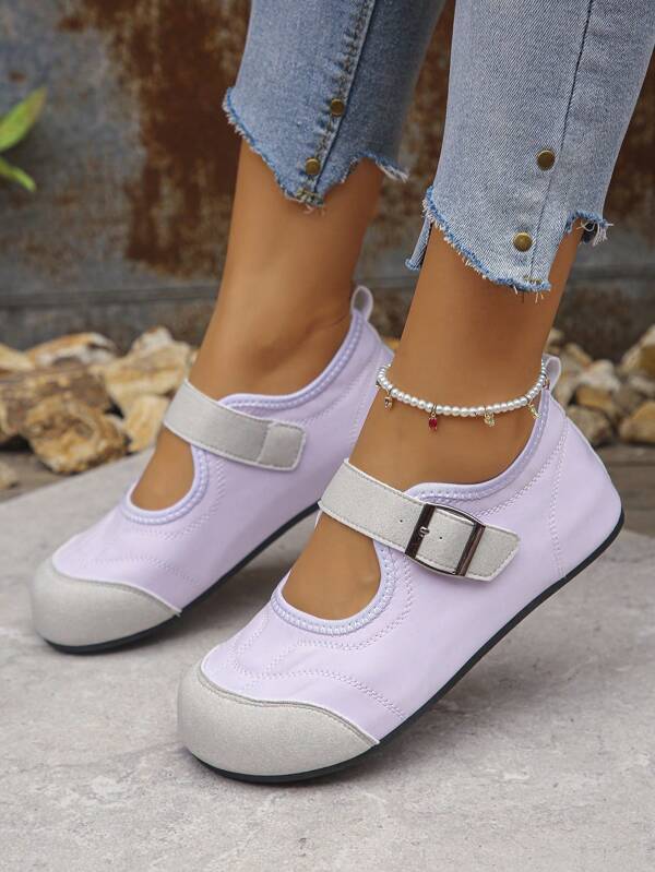 2025 Solid Color Block Preppy Style Casual Fashion Commute Outdoor Cute Patchwork Fastener Stylish Women Shoes, Comfortable For All Seasons Indoor And Outdoor Use