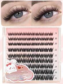 Mikiwi DIY Cluster Lash Extension Kit  Manga Lashes,Lash Cluster Natura  Fairy Lash Cluster Individual Lash Kit With Lash Bond And Sea,Lash Remover,Lash Tweezers,Volume Cat Eye Natural Eyelash Extension,DIY At Home - 黑色 - 查看 7