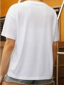 Women's Boho Floral Inspirational Quotes T-Shirt - "Words Matter Speak Kindness" Sublimation Print, Breathable Casual Tee For Outdoor Travel, Machine Washable Round Neck Top, Travel Friendly Top Floral Print Top Round Neck Tshirt, Ladies T Shirts - White - View 2