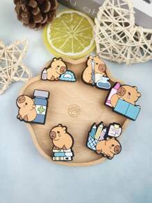 Conjunto de 6 piezas con sandalias y muñequera con tema de conejillo de Indias de dibujos animados, accesorios DIY, pantuflas personalizadas y decoración de teléfono, adecuado como regalo para amantes de los animales en cumpleaños y fiestas