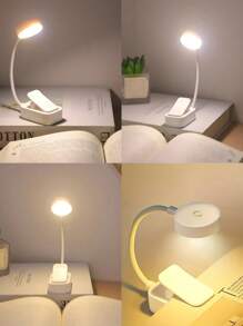 1 pieza Luz de libro con clip ajustable de color LED, lámpara de escritorio portátil para oficina, dormitorio, sala de juegos, luz nocturna pequeña, regalo perfecto de Navidad (baterías no incluidas), diseño minimalista, ligero, iluminación LED ahorradora de energía, imprescindible para usuarios de oficina
