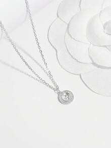 1 pieza Collar de moda de plata de ley 925 con diseño circular hueco de serpiente elegante y minimalista, un regalo sofisticado para mujeres para uso diario, citas o fiestas