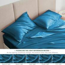 Twin XL Satin Sheet Sets - 3 Piece Teal Silky Satin Bed Sheets With Deep Pockets, Luxury Silk Feel Satin Sheet Set Twin XL (1 Flat Sheet,1 Fitted Sheet,1 Pillow Case) - 橄欖綠 - 查看 8