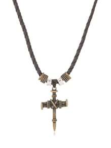1pc Minimalist Alloy Nail Cross Pendant Adjustable Necklace, Unisex Retro Style Jewelry