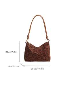 Vintage Leopard Print Tote Bag - Large Capacity Nylon Shoulder Bag With Zipper Closure, Ideal For Daily Commute And Valentine'S Day Dates, Everyday Commute Bag Vintage Print Bag Durable Nylon Bag, Novelty Purse