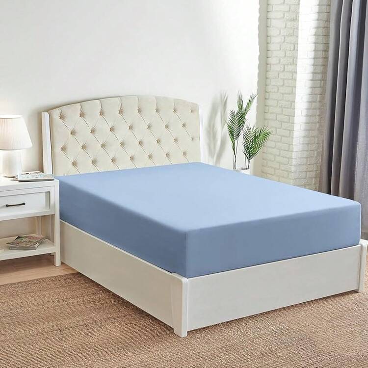 Mellanni King Fitted Sheet - Iconic Bedding Sheets With Up To 16 Inch Deep Pocket - Soft & Cooling - Fade & Stain Resistant - 1 PC (King, Light Blue) - 1573 Blue Hydrangea - View 3