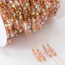 1 متر سلسلة من الخرز الملون البلوري من الفولاذ المقاوم للصدأ، مناسب لصنع المجوهرات DIY ، للعقود والأساور