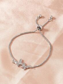 1 Peça Bracelete Feminino Ajustável de Design de Borboleta Minimalista e Elegante na Cor Prata, Adequado para Uso Diário (Sem Caixa)