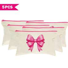 1/5/10/20 件可爱甜美蝴蝶结装饰帆布拉链袋套装，Y2K 风格蝴蝶结配饰收纳袋，旅行化妆洗漱用品收纳袋，文具袋，派对礼品袋，浴室旅行多功能收纳袋化妆刷架手拿包，度假暑假返校学校用品袋，女士旅行包，旅行化妆包