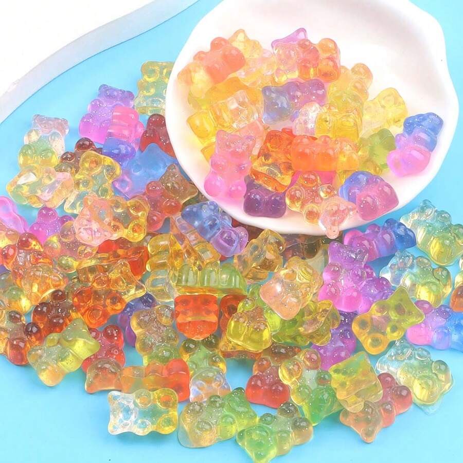 Ombre Bear Beads, No Eye Acrylic Bear Beads, Decoration Beads, Summer Beach Holiday Accessories, Fashion Jewelry For Women, For DIY Bracelets, Necklaces, Earrings, Anklets, Phone Case, Hair Clips, Birthday, Wedding, Music Festival Gifts