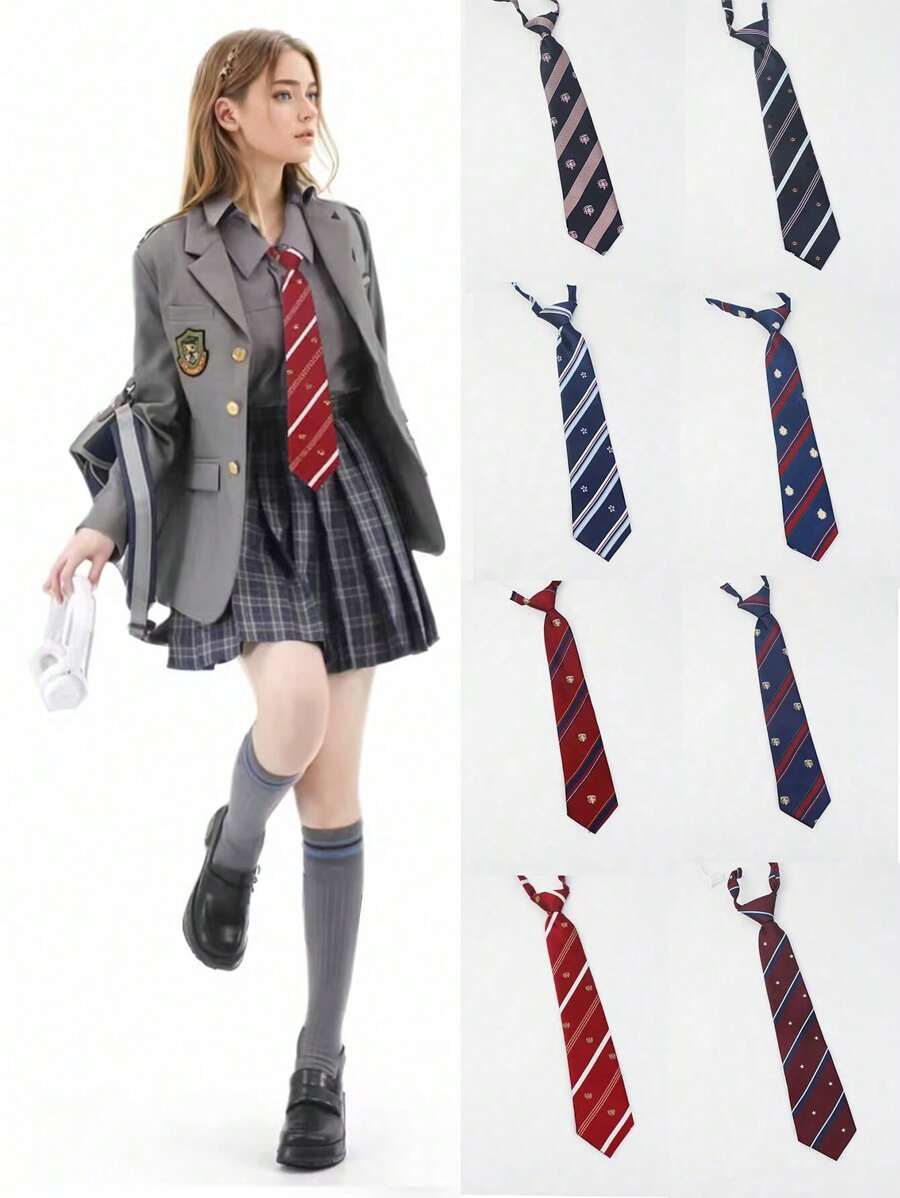 1 Peça Gravata Retrátil de Sarja da Moda, Gravata de Uniforme Escolar de Estudante, Laço, Adequada para Participar da Cerimônia de Abertura, Etc., e Adequada para Combinação Geral Diária.