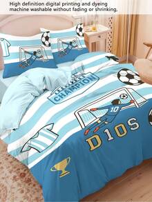 Conjunto de cama de futebol americano para 2 pessoas - Conjunto de cama lavável para dormitório de 4 peças (1 capa de edredom + 1 lençol + 2 fronhas, excluindo edredom e travesseiro), macio e lavável à máquina, adequado para quarto, sala de estar, escola