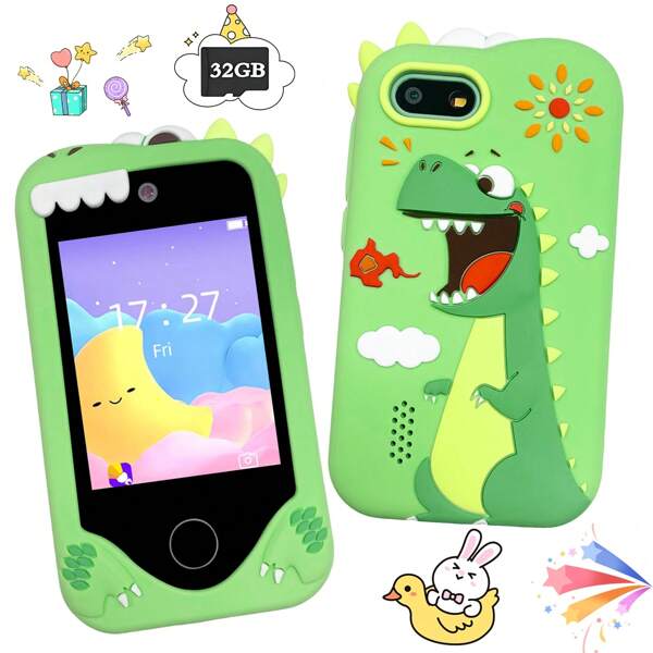 2,8 Zoll Touchscreen interaktives Kindertelefon Spielzeug, Dual-Kamera für Selfies, Spiele & MP3-Player, Bestes Geschenk für Kinder von 3-12 Jahren (mit 32 GB Karte)