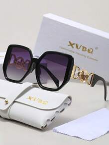 XVBQ 1 par de gafas elegantes de moda con marco grande y decoración de metal, adecuadas para uso diario, con empaque