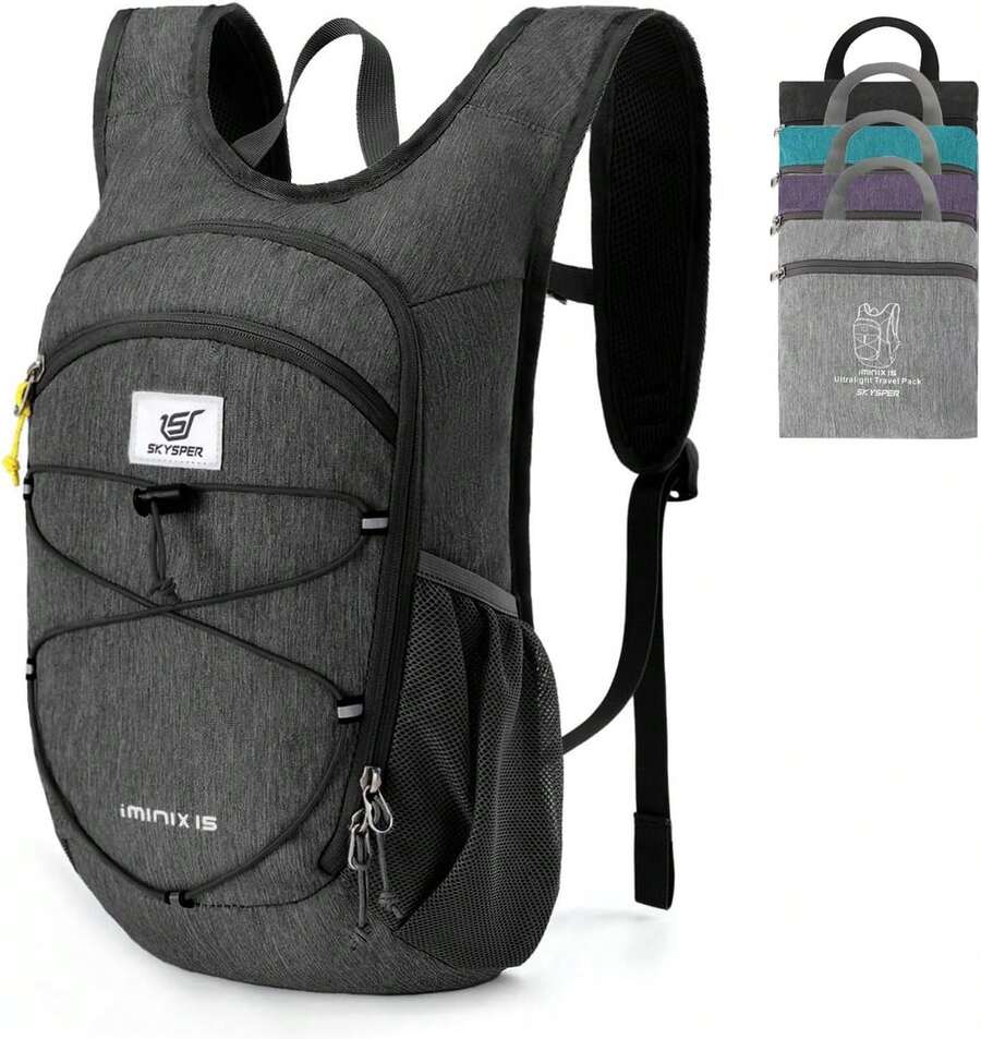 15L/20L Foldable Hiking Backpack Lightweight Packable Travel Daypack With Chest Strap Small Folding Pack For Walking - Black - View 1