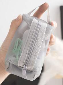 1 件网状数据线收纳袋透明手持式整理袋，可装卡片、硬币、钥匙、迷你文具、笔袋、女士钱包、钱包、返校用品、迷你钱包、铅笔袋、沙滩配件 - 彩色 - 查看 5