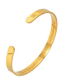 1pc Stainless Steel "Happy Graduation 2025" Adjustable C-Shape Bangle Bracelet, Fashion For Men And Women, Suitable For Daily Wear, Gatherings And Parties